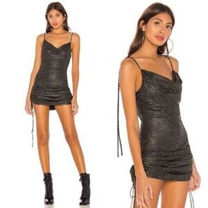 H:OURS BLACK GOLD MINI DRESS